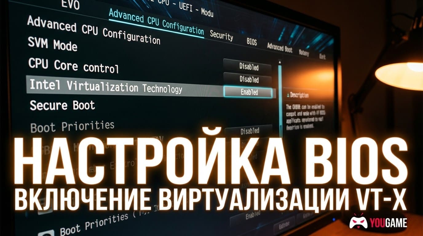 включение виртуализации в биос для ускорения эмулятора